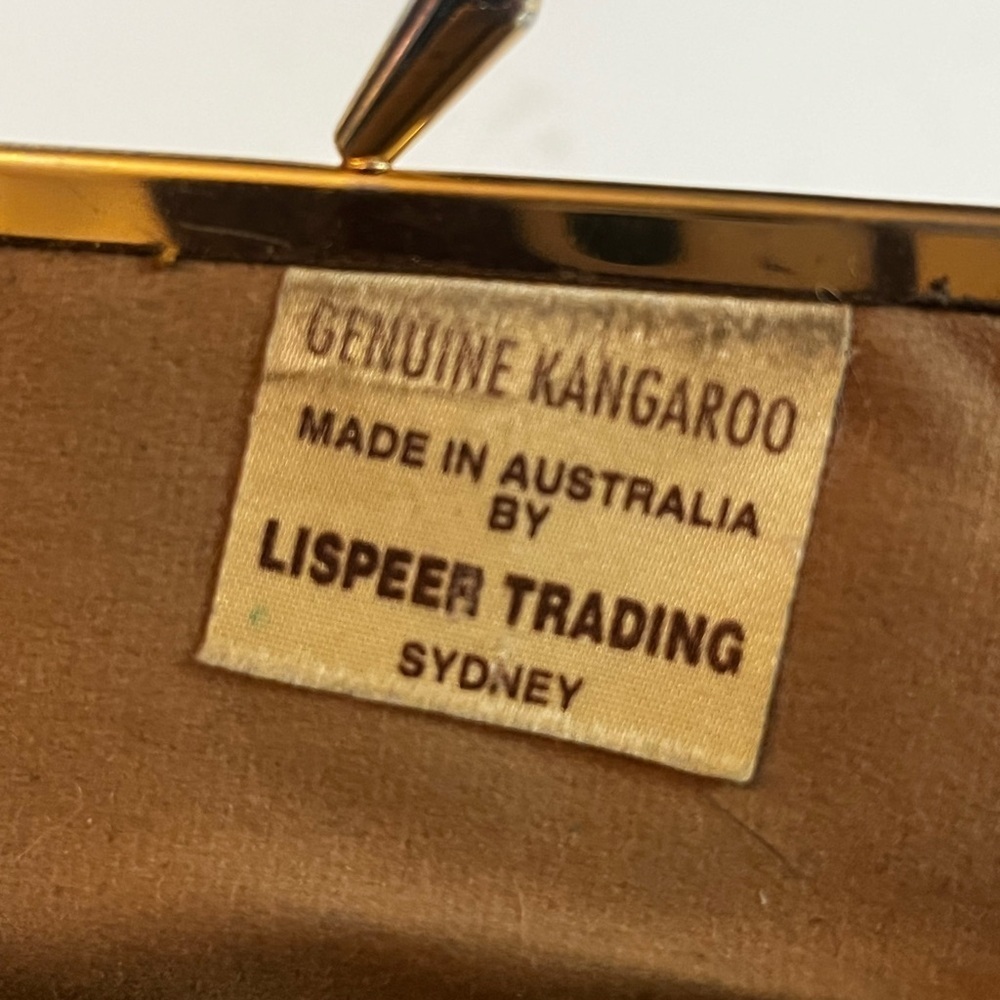 Vtg Lispeer Trading Genuine Kangaroo Sydney Coin Purse Gold Turnlock - Picture 2 of 12